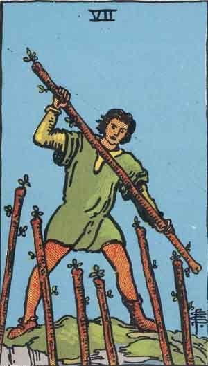 Seven of Wands Tarot Card Meaning Upright