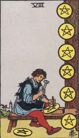 Eight of Pentacles Tarot Card Meaning Upright