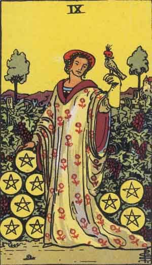 Nine of Pentacles Tarot Card Meaning Upright