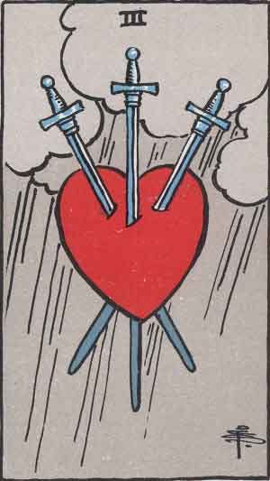 Three of Swords Tarot Card Meaning Reversed