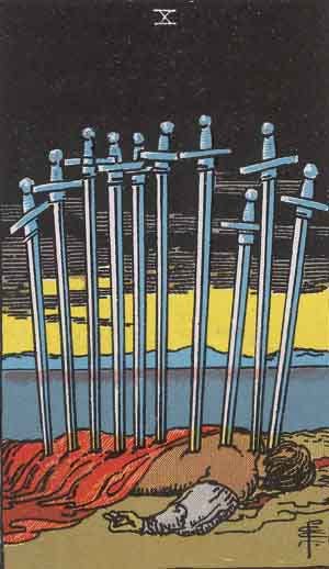 Ten of Swords Tarot Card Meaning Reversed