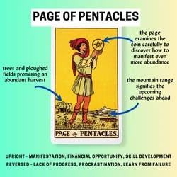 Page of Pentacles Tarot Card Meaning Reference Card