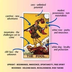 The Fool Tarot Card Meaning Reference Card